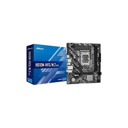 Материнская плата ASRock LGA1700:ASRock H610M-HVS/ M  [H610, 2xDDR4, 1хPCI-Ex1, 1хPCIe*16, 4хSATA3, 1хM.2, 4xUSB 2, 2xUSB 3,HDMI,  D-Sub, Micro-ATX]