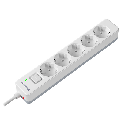 Сетевой фильтр 3 м Defender DFS 133, 16 А, 3680 Вт, 5 розеток с заземлением, белый (99431)