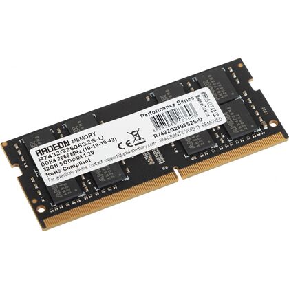 Модуль памяти DDR4 32Gb 2666MHz AMD R7432G2606S2S-U Radeon R7 Performance Series RTL PC4-21300 CL19 SO-DIMM 260-pin 1.2В Ret