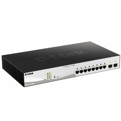 Управляемый PoE-коммутатор 10 портов D-Link DGS-1210-10MP/ FL2A (8х1Гбит/ с, 2хSFP, 8хPoE, PoE‑бюджет 130 Вт) 2 уровня