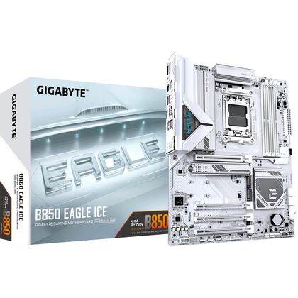 Материнская плата Gigabyte AM5: B850 EAGLE ICE [B850, 4*DDR5, 4*Sata3, 3*PCI Ex16, 3*M.2, 8*USB 2, 8*USB3, DP, HDMI, PS/ 2, ATX]