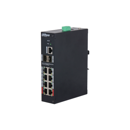 Управляемый PoE-коммутатор 10 портов Dahua DH-HS4210-8GT-110 (8х1Гбит/ с, 2хSFP, 8хPoE, PoE‑бюджет 120 Вт) 2 уровня