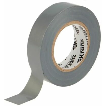 Изолента ПВХ 0,13х19мм, 25м, серая Kranz (KR-09-2208) кратность заказа 5 рулонов