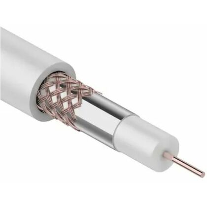 Кабель коаксиальный RG-59U, 75Ом, Cu/ Al/ Cu, 64%, бух.305м., Внутренний, белый Rexant (01-2651)