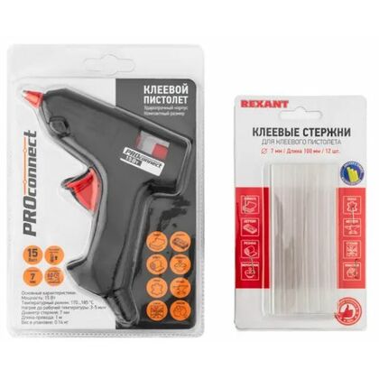 Набор ПК01 для творчества (пистолет 15Вт, стержни 7мм) (12-1701)