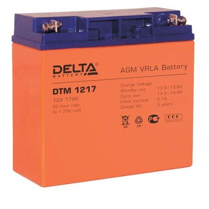 АКБ 12V 17Ah/20HR Delta DTM для использования в ИБП