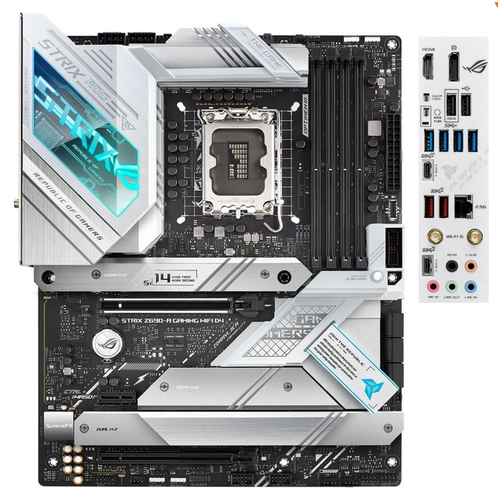 Материнская плата asus lga1700: rog strix z690-a gaming wifi d4 [z690,  4*ddr4, 2*pciex16, 1*pciex1, 6*sata3, 4*m.2, 8 портов*usb3, hdmi, dp, atx]  купить в Симферополе • Цена 38 435Р на ПАТРОНСЕРВИС